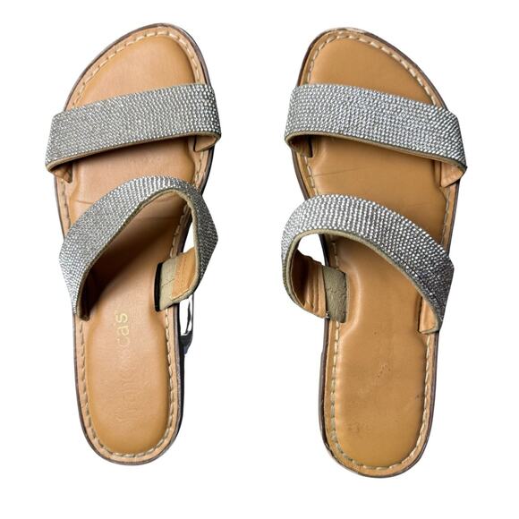 Francesca’s Georgia Rhinestone Women's Sandals Slip On Slides 8 Flip Flops - Picture 1 of 7
